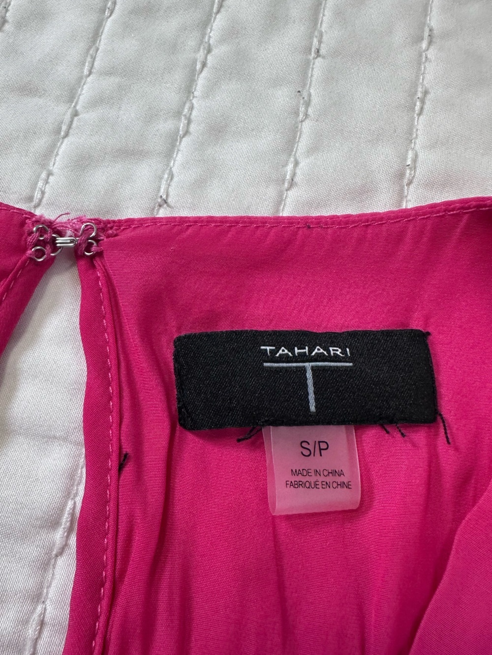 Tahari Hot Pink Summery Sleeveless V-Neck Midi Dress with Elastic Tassel Waist - Picture 12 of 13